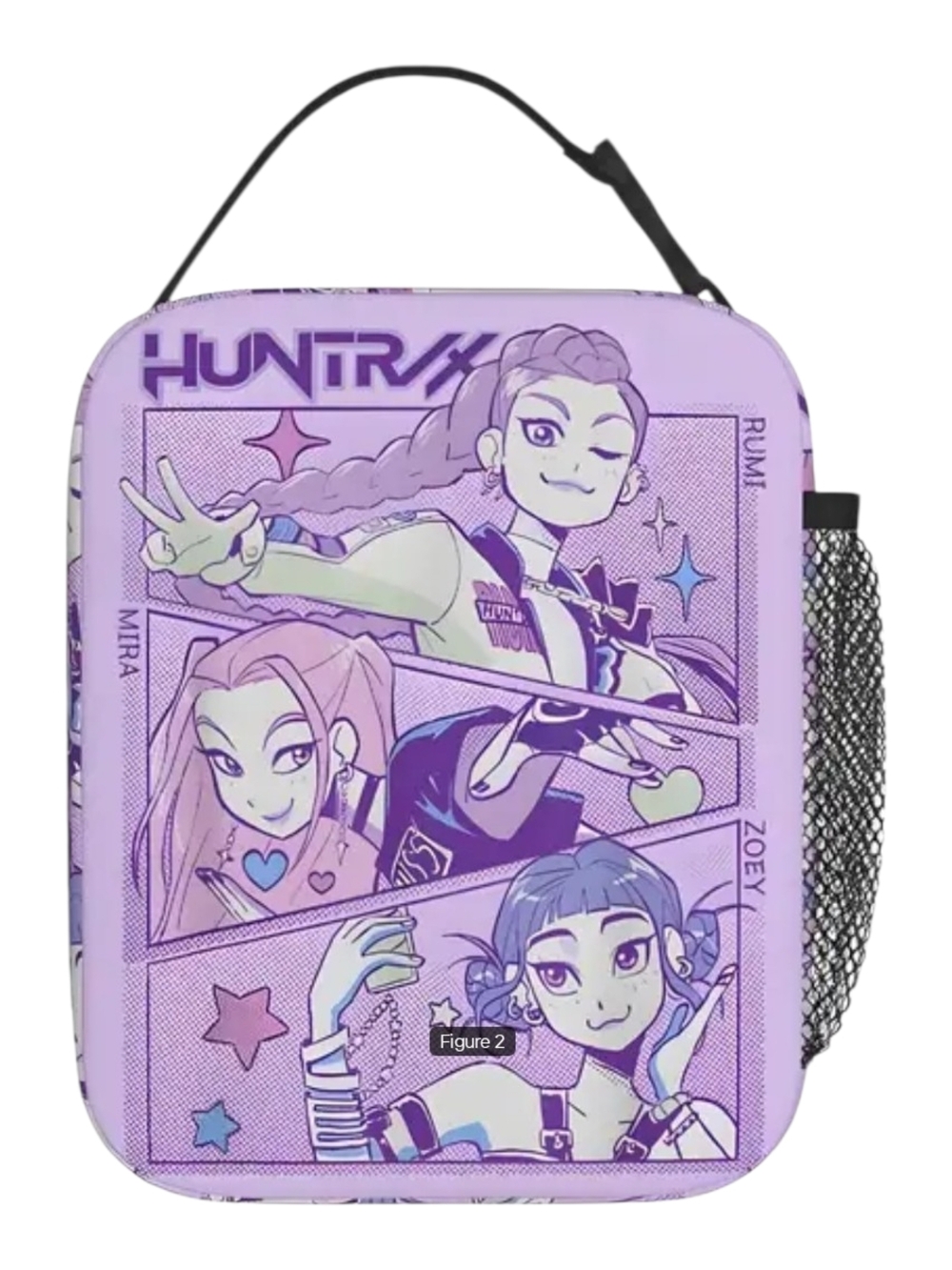 Lilac Anime Graphic Lunch Bag - Cartoon Character Panel